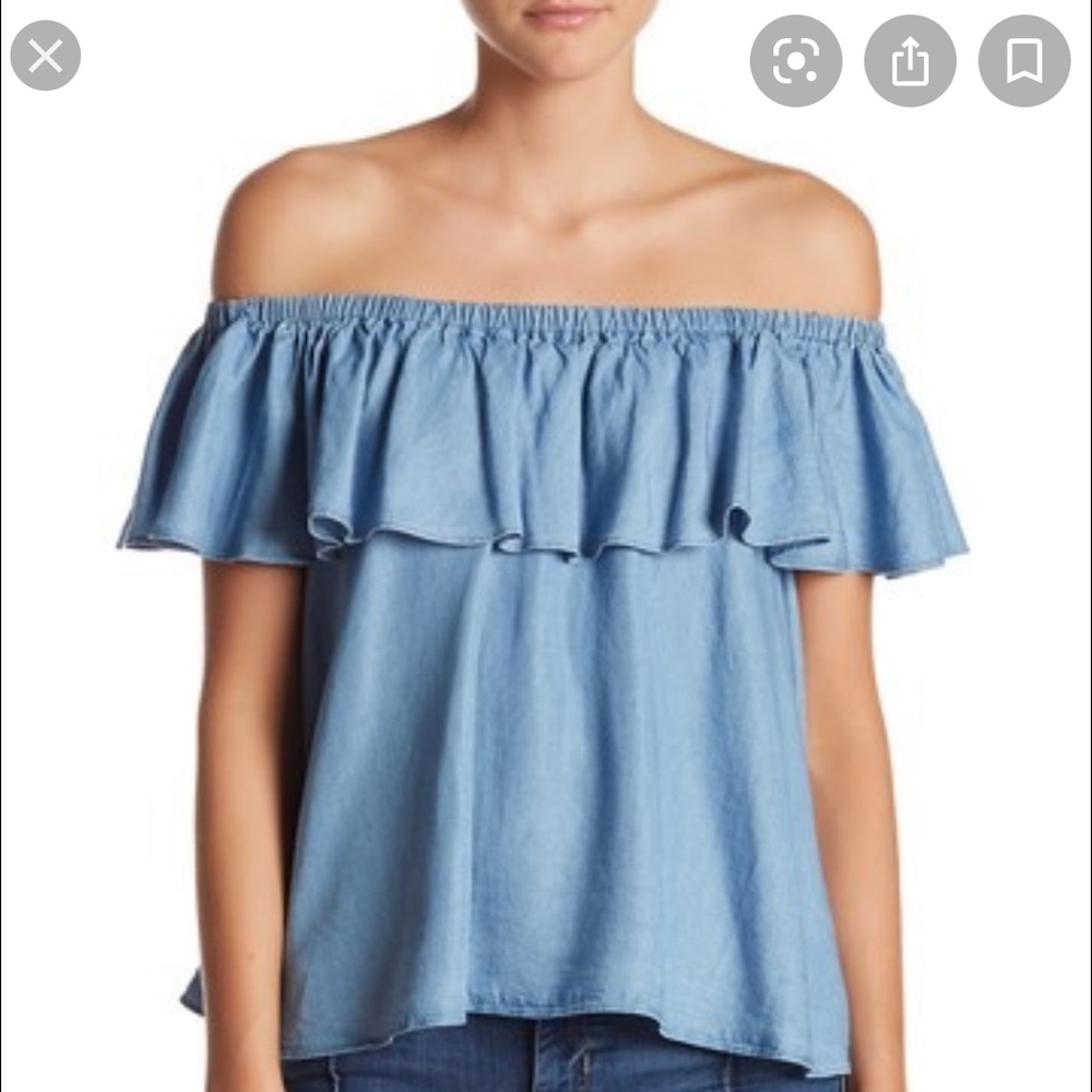 Rebecca Minkoff off the shoulder chambray top